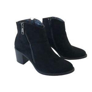 Hot Kiss Beatrice Heeled Ankle Boots Bootie size 8 with Double Zipper in Black